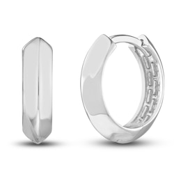 Knife Edge Huggie Earrings 14K White Gold