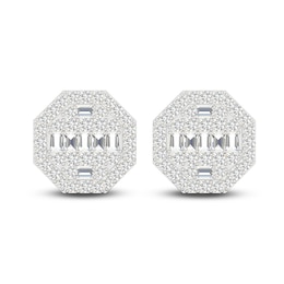 Men's Diamond Earrings 1/2 ct tw Round/Baguette 10K Yellow Gold