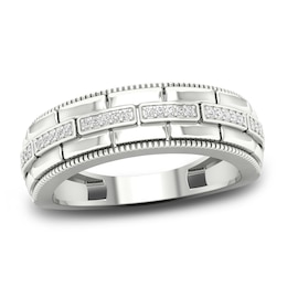 Men's Diamond Ring 1/15 ct tw Round 10K White Gold