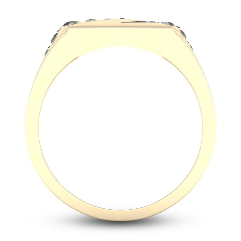 Main Image 3 of Men's Black Diamond Ring 1/3 ct tw Round 10K Yellow Gold