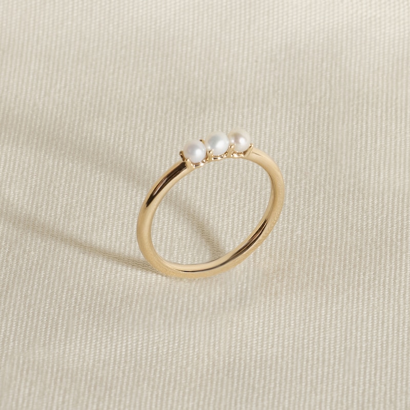 Main Image 4 of Juliette Maison Freshwater Cultured Pearl Trio Ring 10K Yellow Gold