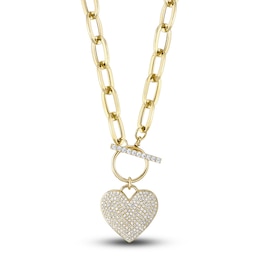 Shy Creation Diamond Heart Necklace 1/2 ct tw Round 14K Yellow Gold 18&quot; SC55022370