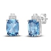 Thumbnail Image 2 of Natural Blue Topaz  & White Lab-Created Sapphire Stud Earrings 10K White Gold