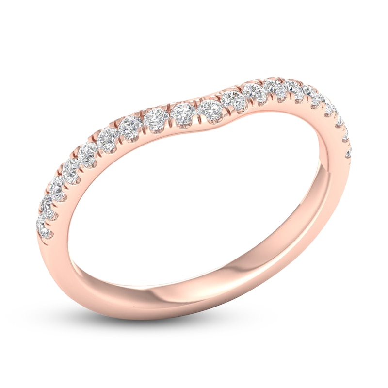 Main Image 2 of Diamond Contour Wedding Band 1/4 ct tw Round 14K Rose Gold