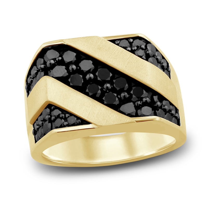 Main Image 1 of Men's Black Diamond Ring 2-1/4 ct tw Round 14K Yellow Gold