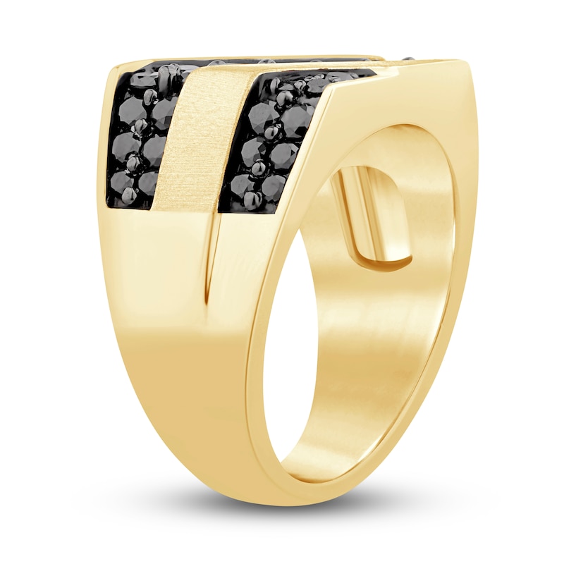 Main Image 2 of Men's Black Diamond Ring 2-1/4 ct tw Round 14K Yellow Gold