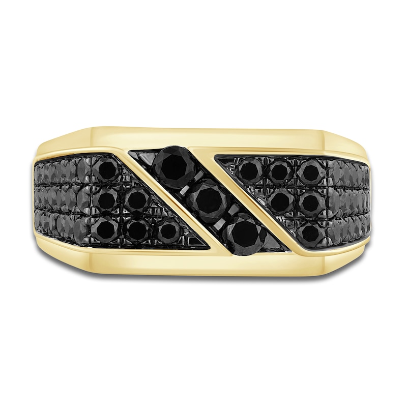 Men's Black Diamond Ring 2-1/2 ct tw Round 14K Yellow Gold