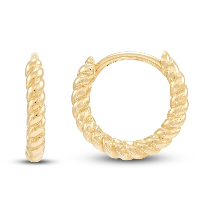 Children's Twisted Huggie Hoop Earrings 14K Yellow Gold