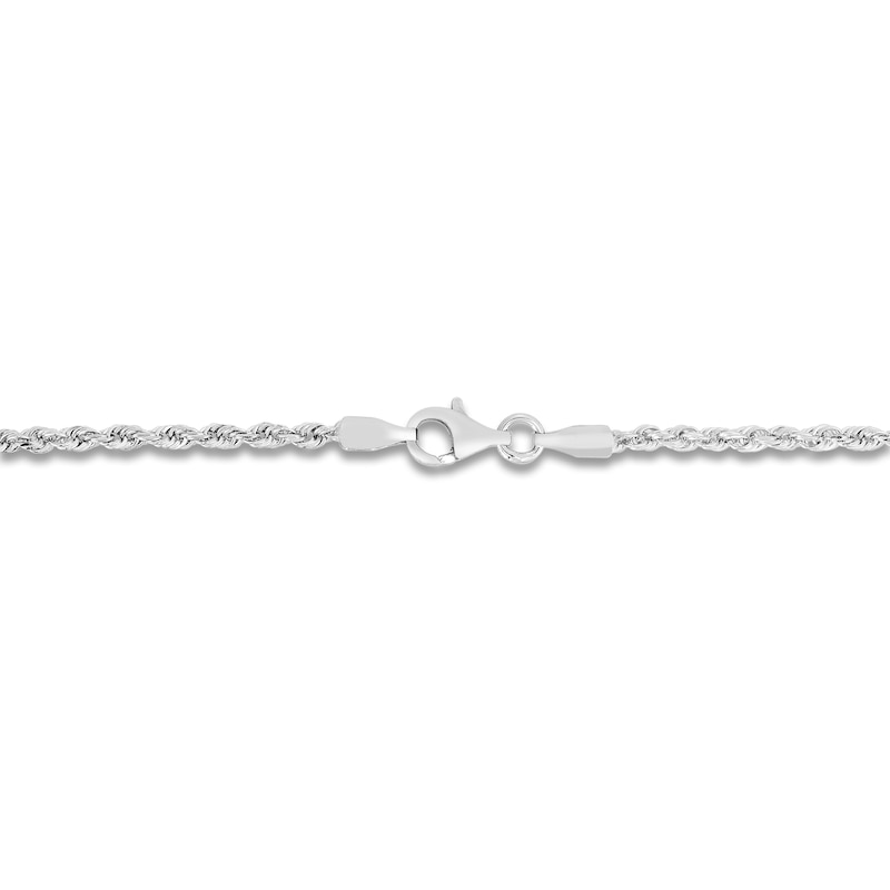 Main Image 2 of Solid Diamond-Cut Rope Chain Necklace 14K White Gold 24&quot; 2.0mm