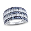 Thumbnail Image 1 of Blue & White Diamond Anniversary Band 1-1/2 ct tw Round 14K White Gold