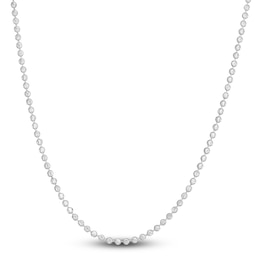 Beaded Chain Necklace 14K White Gold 20&quot; 2.5mm