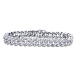 Men's Diamond Bracelet 1-1/2 ct tw Round 14K White Gold 8.5&quot;