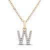 Thumbnail Image 1 of Diamond Letter W Necklace 1/10 ct tw Round 14K Yellow Gold 18&quot;