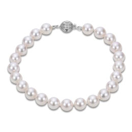 Akoya Cultured Pearl Strand Bracelet 14K White Gold 7.5&quot;