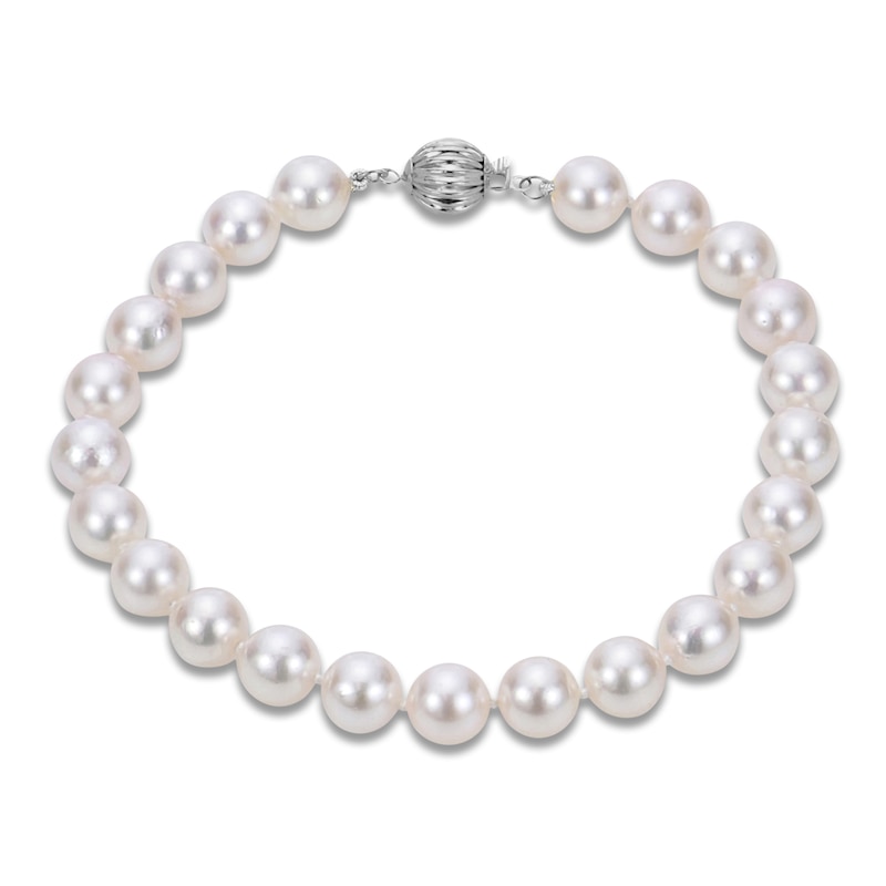 Akoya Cultured Pearl Strand Bracelet 14K White Gold 7.5"