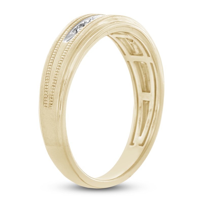 Men's Diamond Wedding Band 1/10 ct tw Round 14K Yellow Gold