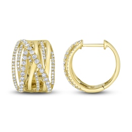 Shy Creation Diamond Huggie Earrings 3/4 ct tw 14K Yellow Gold SC55025348D0.65