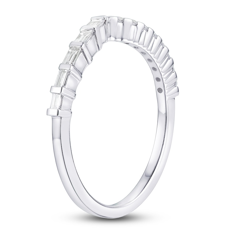 Main Image 2 of Round & Baguette-Cut Diamond Contour Anniversary Band 1/4 ct tw 14K White Gold