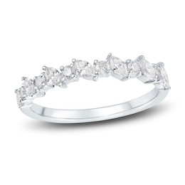 Marquise & Round-Cut Diamond Anniversary Band 1/2 ct tw 14K White Gold