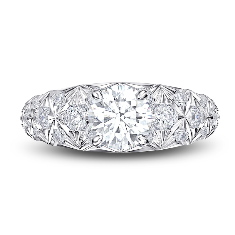 Main Image 3 of Vintage-Style Round Diamond Engagement Ring 1-1/4 ct tw 14K White Gold