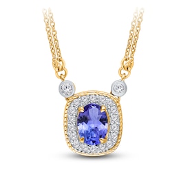 Kallati Natural Tanzanite & Diamond Necklace 1/4 ct tw 14K Yellow Gold