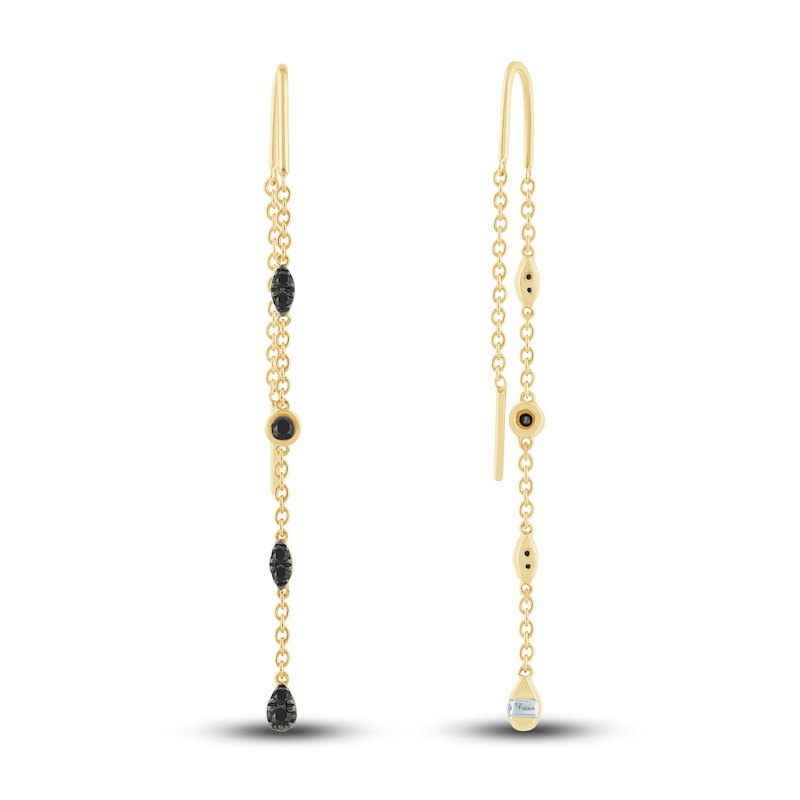 Pnina Tornai Black Diamond Chain Earrings 1/3 ct tw 14K Yellow Gold
