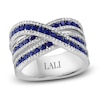 Thumbnail Image 1 of LALI Jewels Natural Blue Sapphire & Diamond Ring 5/8 ct tw Round 14K White Gold