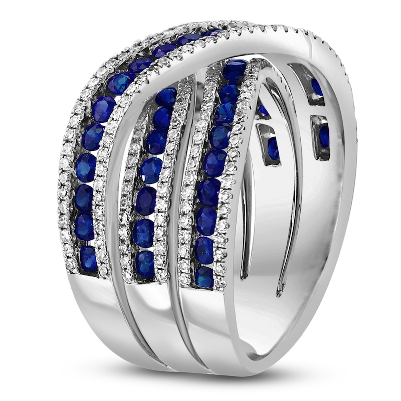 Main Image 2 of LALI Jewels Natural Blue Sapphire & Diamond Ring 5/8 ct tw Round 14K White Gold