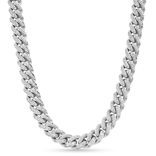 Sterling Silver Diamond Cut Curb Chain Men's Necklace 21 1/2 - 925 Italy