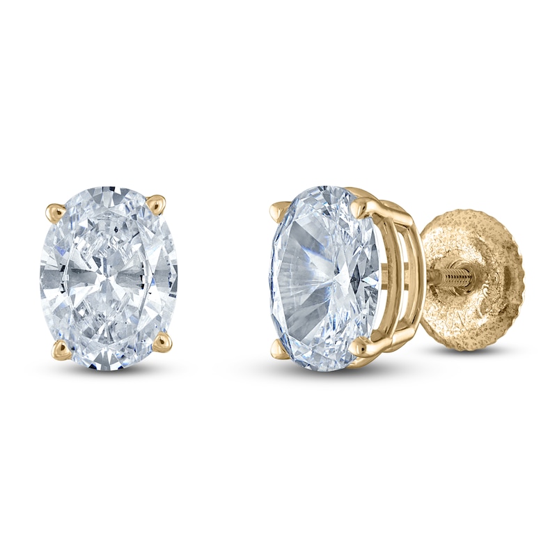 Oval-Cut Lab-Created Diamond Solitaire Stud Earrings 3 ct tw 14K Yellow Gold (F/SI2)