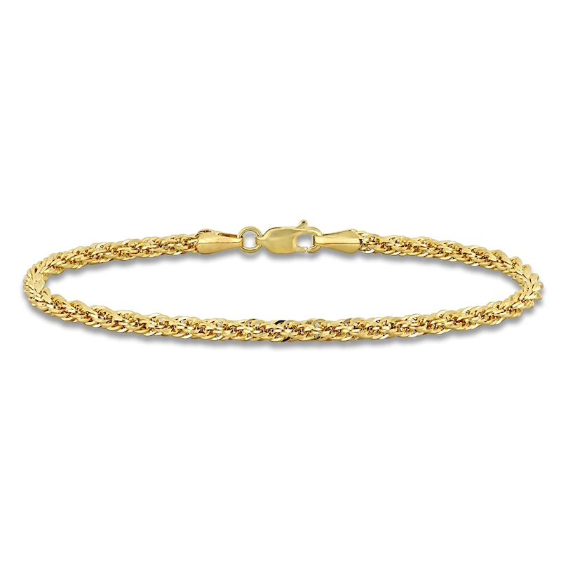 Hollow Rope Chain Bracelet 3mm 14K Yellow Gold 7.5"