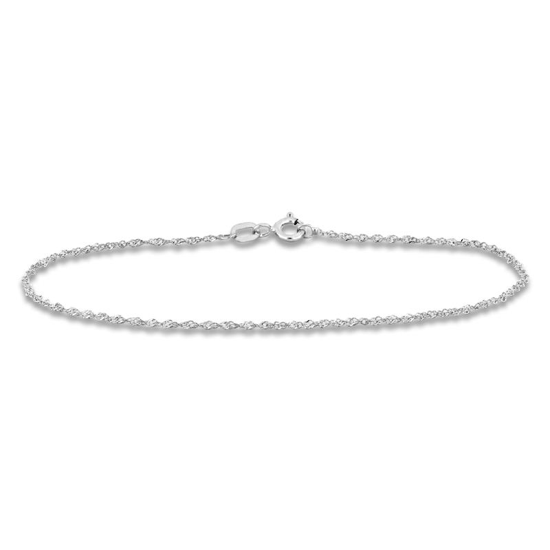 Main Image 1 of Solid Singapore Chain Bracelet 1.2mm 14K White Gold 7.5&quot;