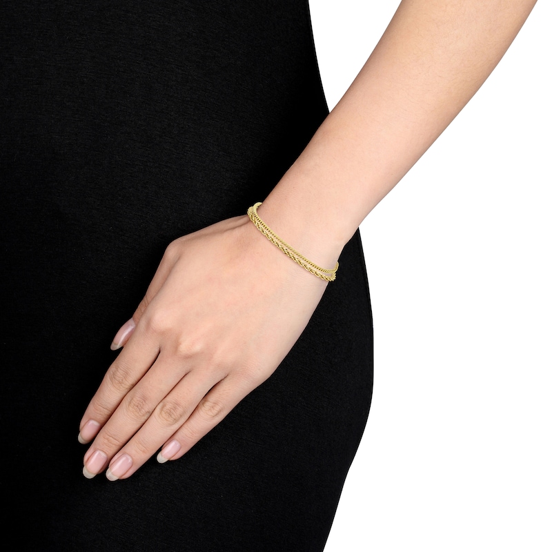 Rope Chain & Hollow Link Chain Bracelet Set 14K Yellow Gold