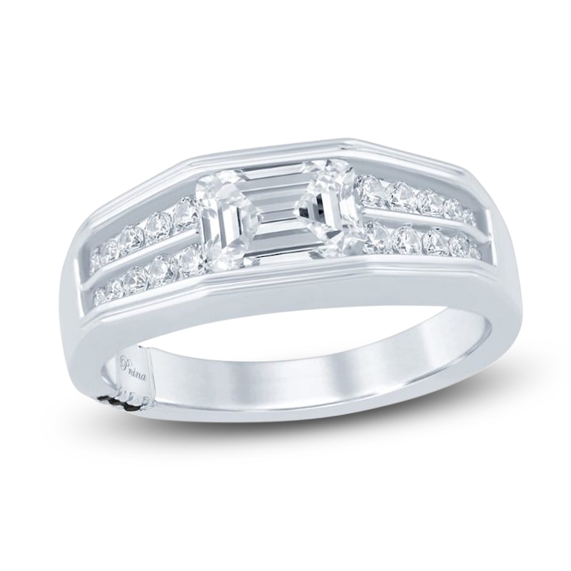 Main Image 1 of Men's Pnina Tornai Lab-Created Emerald-Cut Diamond Anniversary Band 1-7/8 ct tw 14K White Gold