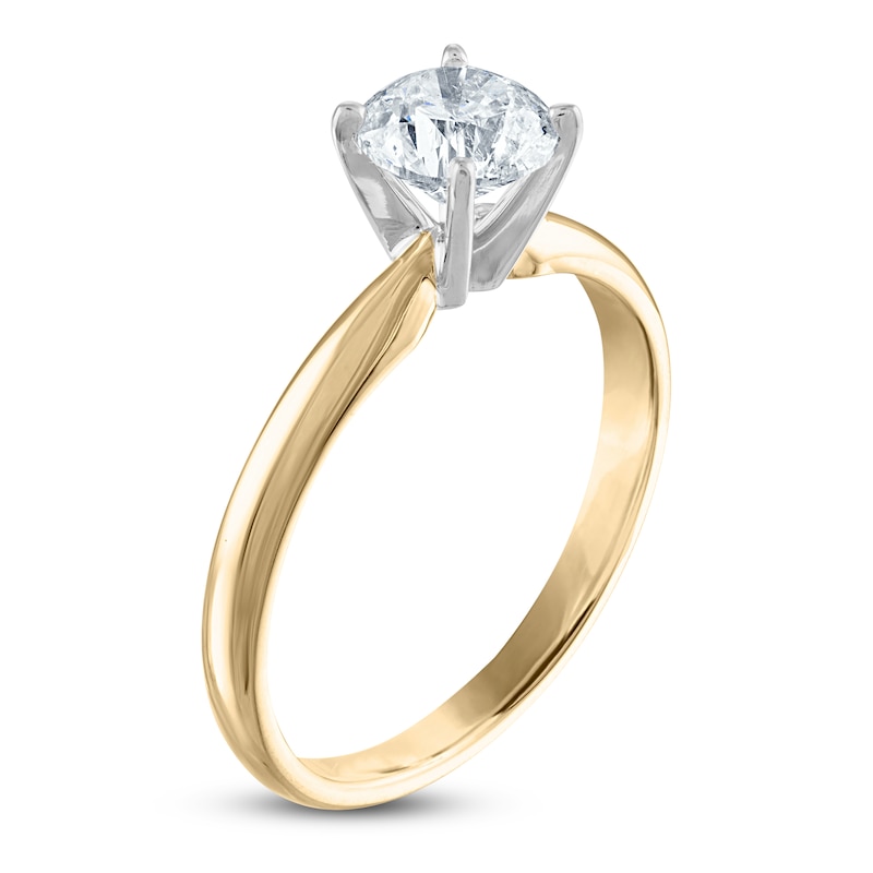 Certified Round Diamond Solitaire Engagement Ring 1 ct tw 14K Yellow Gold (I/I1)