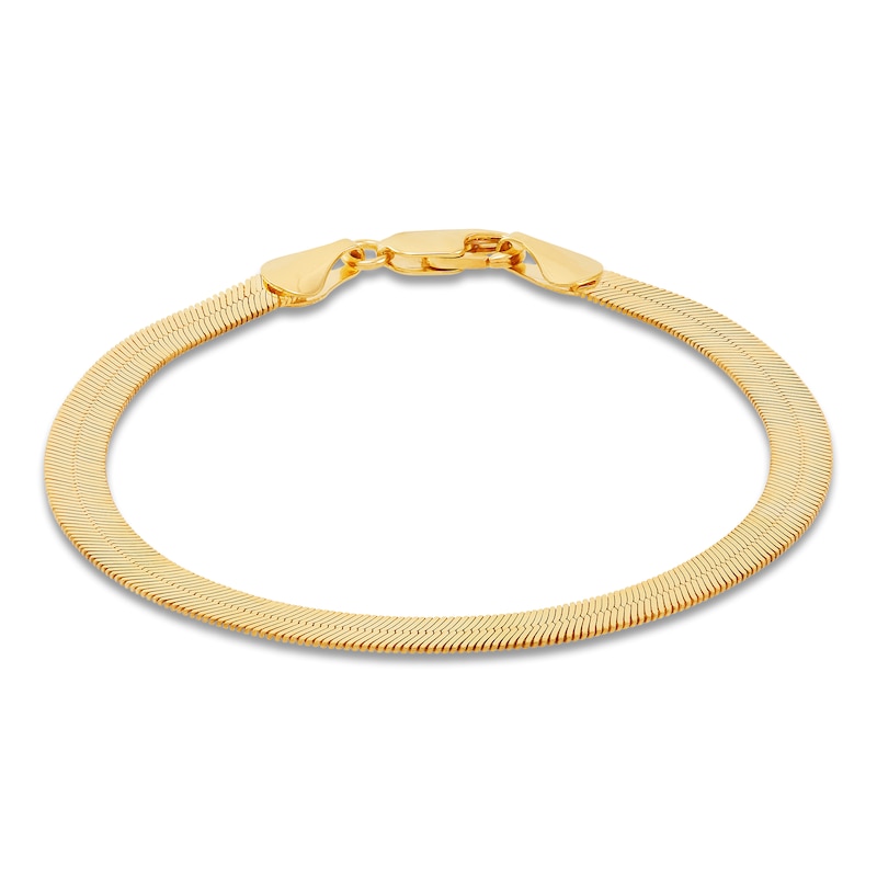 Solid Herringbone Chain Bracelet 4.77mm 10K Yellow Gold 7"