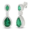 Thumbnail Image 2 of Oval-Cut & Pear-Shaped Lab-Created Emerald & White Lab-Created Sapphire Drop Earrings Sterling Silver