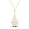 Thumbnail Image 4 of Vintage-Inspired Baguette & Round-Cut Diamond Chandelier Necklace 1/3 ct tw 14K Yellow Gold 18&quot;