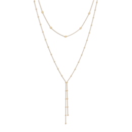 Italia D'Oro Bead Layered Lariat Necklace 14K Yellow Gold