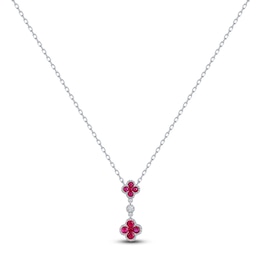 Natural Ruby & Diamond Accent Quatrefoil Necklace 14K White Gold 18&quot;