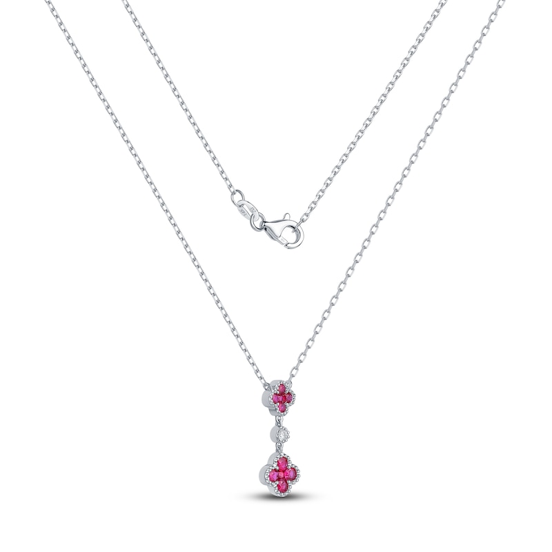 Main Image 2 of Natural Ruby & Diamond Accent Quatrefoil Necklace 14K White Gold 18&quot;