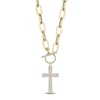 Thumbnail Image 1 of Shy Creation Diamond Cross Toggle Necklace 3/8 ct tw 14K Yellow Gold 18&quot; JR55011950