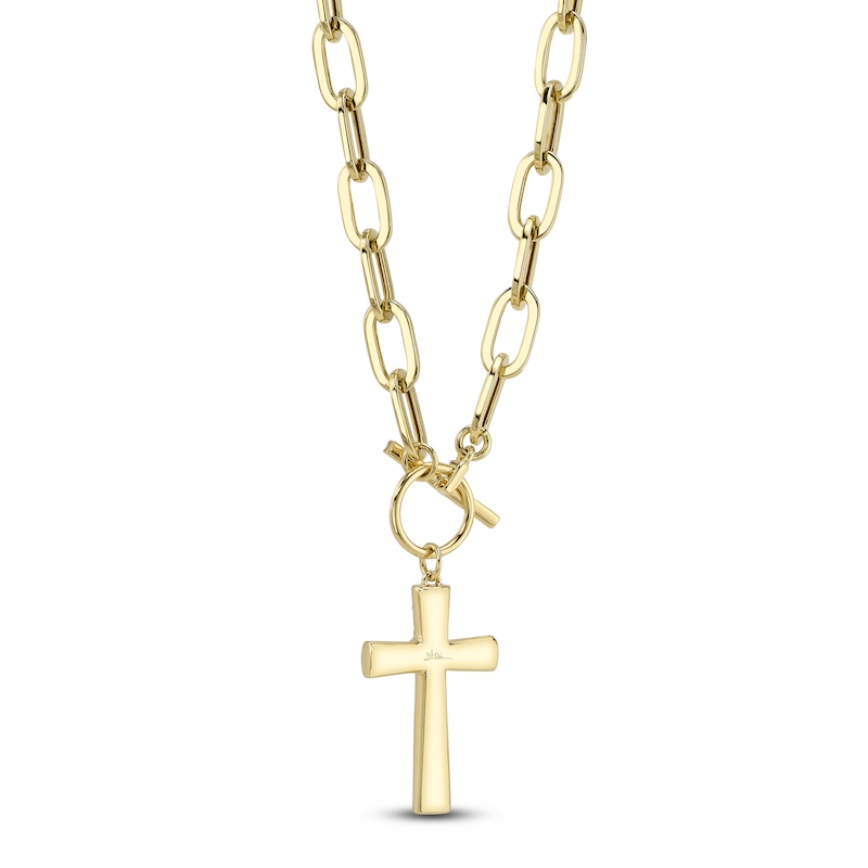 Main Image 3 of Shy Creation Diamond Cross Toggle Necklace 3/8 ct tw 14K Yellow Gold 18&quot; JR55011950