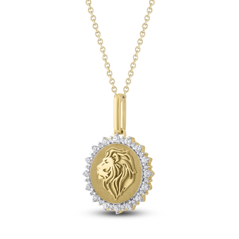 Main Image 2 of Diamond Zodiac Leo Medallion Necklace 1/3 ct tw 10K Yellow Gold 18&quot;