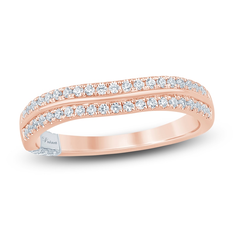 Pnina Tornai Diamond Two-Row Curved Wedding Band 1/3 ct tw 14K Rose Gold