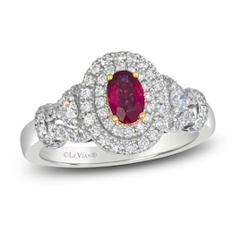 Le Vian Oval-Cut Natural Ruby Ring 1/2 ct tw Diamonds Platinum