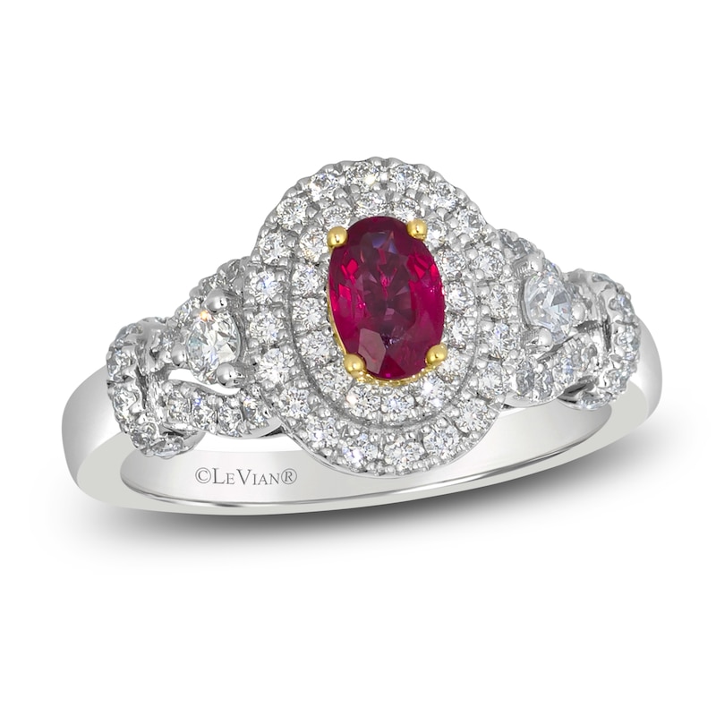 Main Image 1 of Le Vian Oval-Cut Natural Ruby Ring 1/2 ct tw Diamonds Platinum