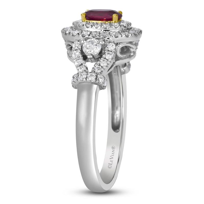 Main Image 3 of Le Vian Oval-Cut Natural Ruby Ring 1/2 ct tw Diamonds Platinum