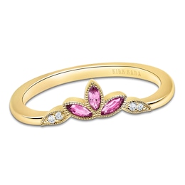 Kirk Kara Marquise-Cut Natural Pink Sapphire & Diamond Accent Wedding Band 14K Yellow Gold