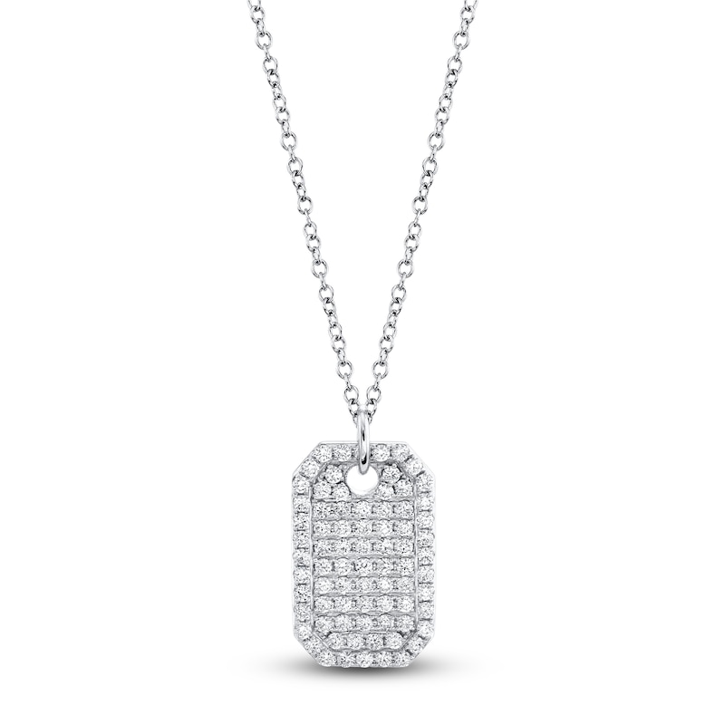 Main Image 1 of Shy Creation Diamond Octagon Tag Necklace 7/8 ct tw 14K White Gold 18&quot; SC55019872